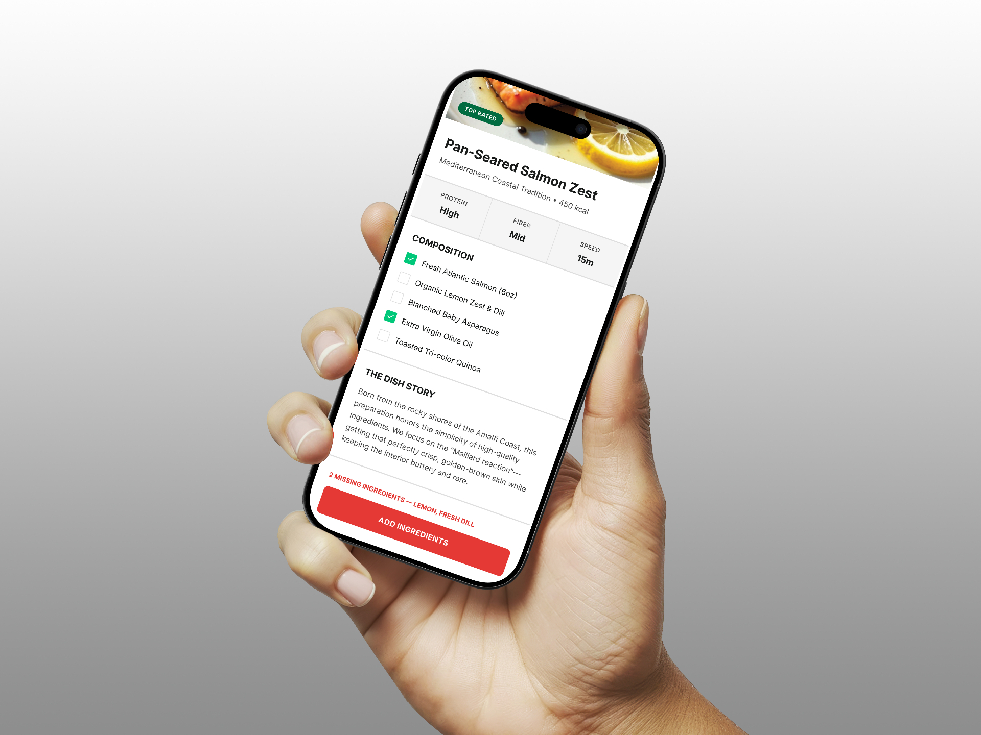 Recipe Detail — missing ingredients CTA